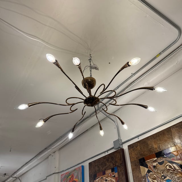 Metal Vintage European Sputnik Flush Mount Chandelier For Sale - Image 7 of 12