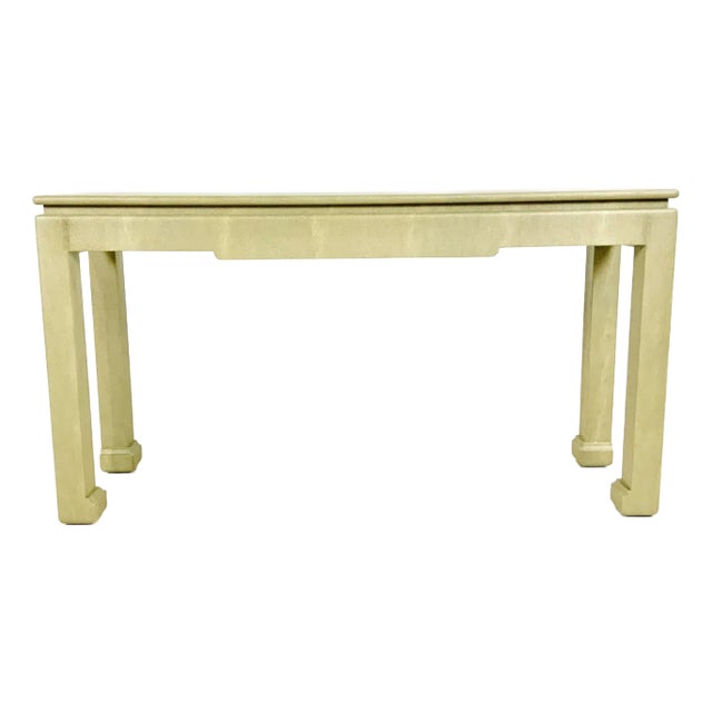 Vintage Chinoiserie Style Faux Shagreen Parsons Console Table For Sale