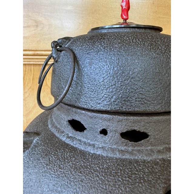 Fine Japanese Cast Iron Chagama Set for Tea Ceremoney For Sale - Image 11 of 16