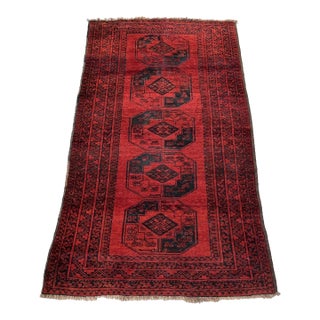 Vintage Afghan Khal Mohammad Single Column Aina Gul Bokhara Rug - 6'7" X 3'11" For Sale