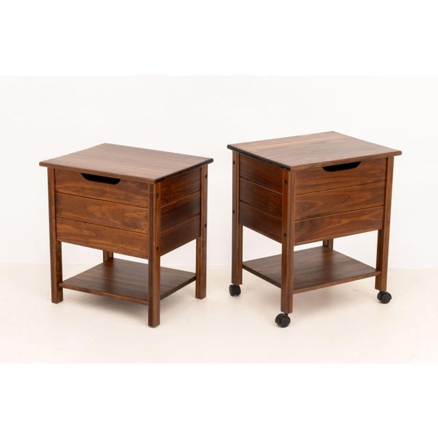 Mid-Century Modern Modern Teak Lift-Top Liquor Chests, Pair For Sale - Image 3 of 12