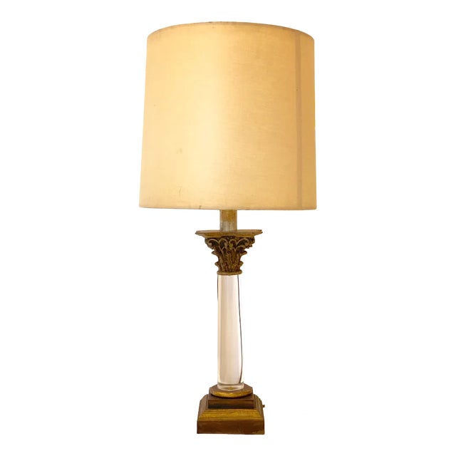 Table Lamp in Acrylic Glass and Wood, 1970s For Sale