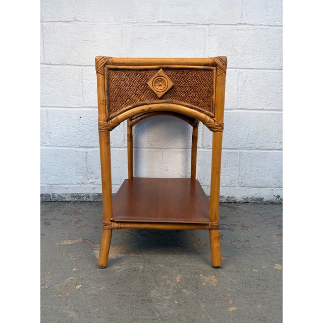 Wood Vintage Bamboo and Rattan Nightstand For Sale - Image 7 of 12