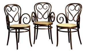 Italian Bentwood Thonet Cafe Daum Style Armchairs by Salvatore Leone, Set of 3