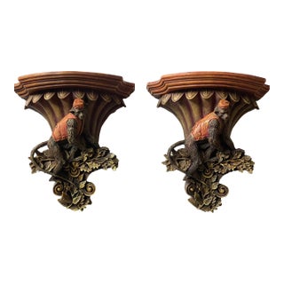 1960s Pair Tropical Coastal Monkey Brackets Mackenzie Childs Style For Sale