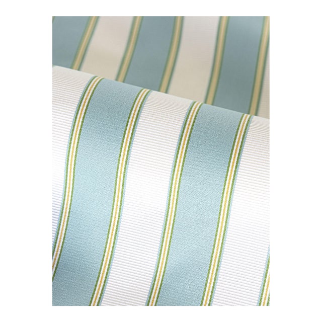 Sample - The House of Scalamandré Piano Stripe Fabric, Robin'S Egg For Sale