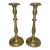 Rare Pair Primitive Antique 18th Century Turned Brass Candlestick Candle Holder For Sale