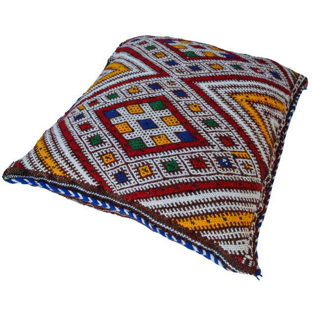 Moroccan Mid 20th Century Moroccan Berber Pillow with Colorful Diamonds For Sale - Image 3 of 11