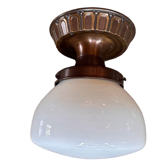 Art Deco Art Deco Flush Mount Fixture With Original Shade, Circa 1930 For Sale - Image 3 of 5
