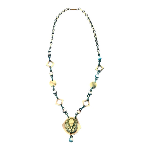 Vintage Egyptian Revival Celluloid Necklace, 1930's For Sale