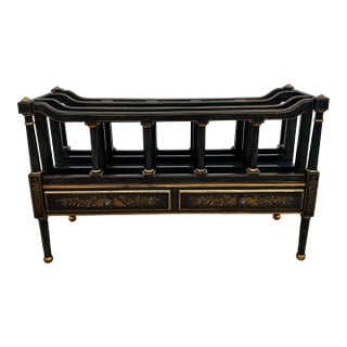 Vintage Maitland-Smith Style Ebony and Gilt Wood Canterbury For Sale