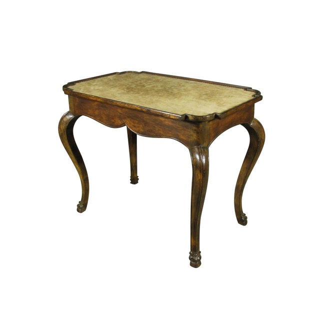 An early 20th-C. Italian Rococo style game table with a nail-head trimmed velvet playing surface.