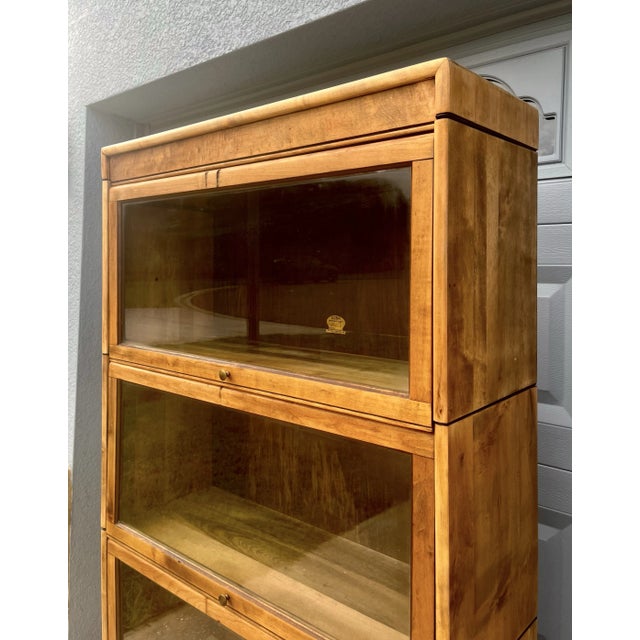 Wood Tall and Broad Barrister Bookcase in Birch With Four Sections | by Gunn Furniture Co For Sale - Image 7 of 12