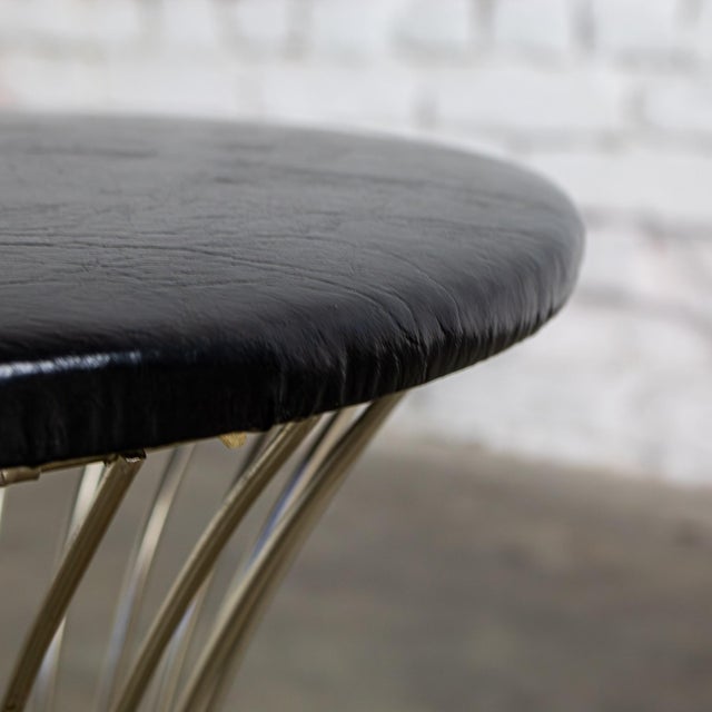 Mid-20th Century MCM Stool Manner of Warren Platner Chrome Wire Base and Black Vinyl Seat For Sale - Image 14 of 18