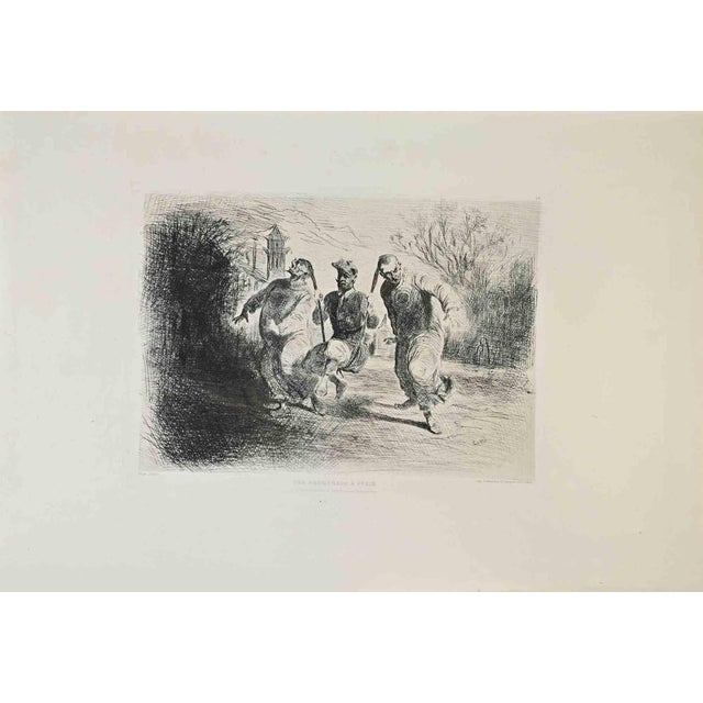 Une Promenade à Pèkin is a black and white etching realized by Amédée de Noé dit Cham (1818 –1879) in 1870s. Titled in the...