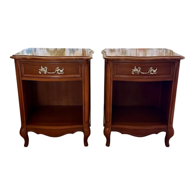1960s Country French Cherry Nightstands – A Pair For Sale