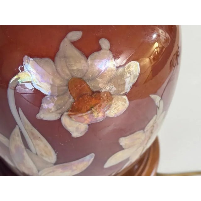 Brown Table Lamp in Ceramic and Wood, France, 1970s For Sale - Image 8 of 10