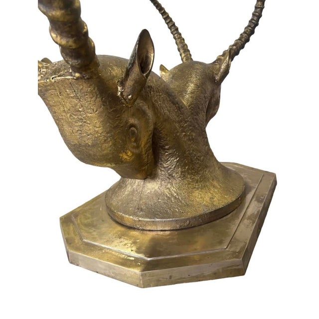 Hollywood Regency 1970s Bronze and Zinc Antelope Consle Table Base For Sale - Image 3 of 8