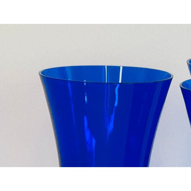 1930s Art Deco Style Cobalt Parfait Glass Stems- Set of 4 For Sale In Boston - Image 6 of 6