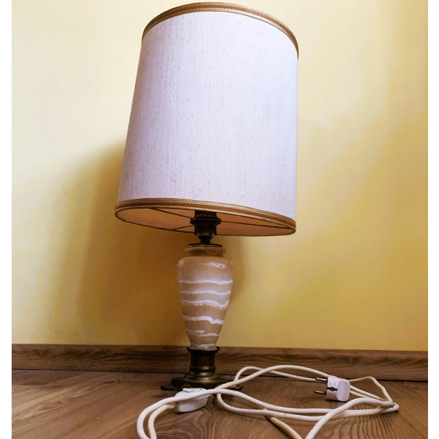 Neoclassical Brass and Stone Table Lamp, 1950s For Sale - Image 6 of 18