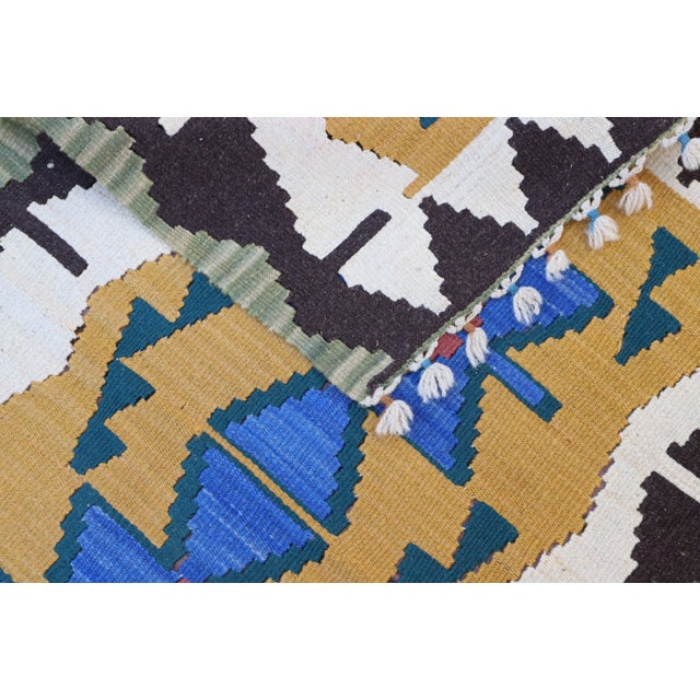 1970s Farmhouse Style Hand Knotted Geometric Design Accent Oushak Kilim Rug For Sale - Image 9 of 10