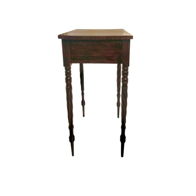 Wood Late 20th Century Mahogany One-Drawer Side Table With Spindle Leg and Brass Handle For Sale - Image 7 of 11