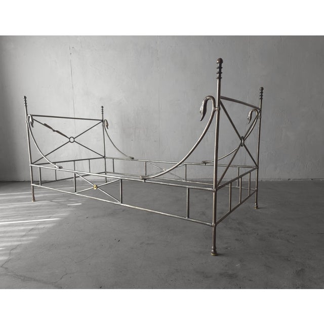 Campaign French European Campaign Style Forged Iron and Brass Daybed For Sale - Image 3 of 12