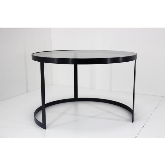 21st Century Set of Two Iron Nesting Tables with Glass and Wood Tops, Spain For Sale - Image 6 of 8