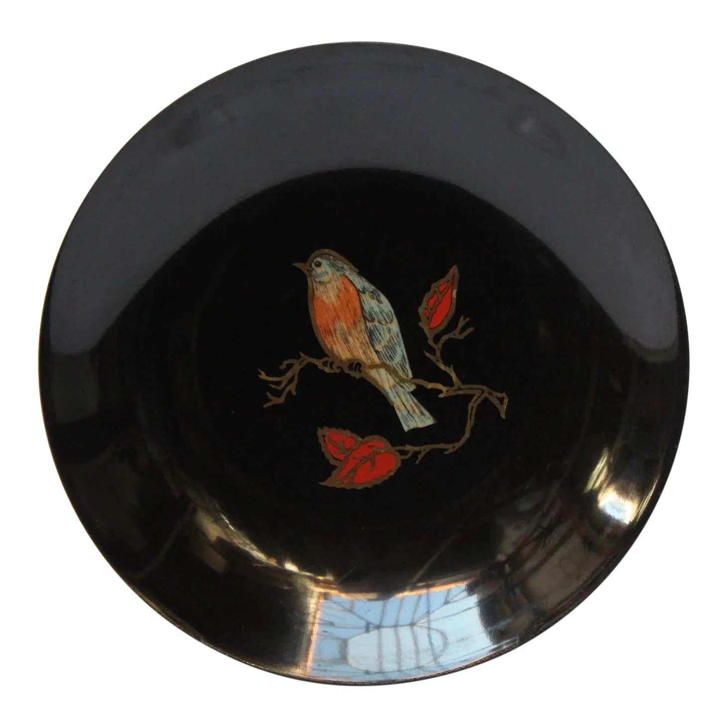 Mid-Century Black Resin Inlaid 