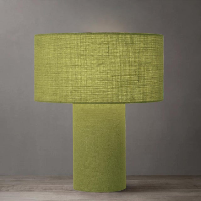 Mid-Century Modern Moonlight Table Lamp, Avocado Fabric Shade For Sale - Image 3 of 6