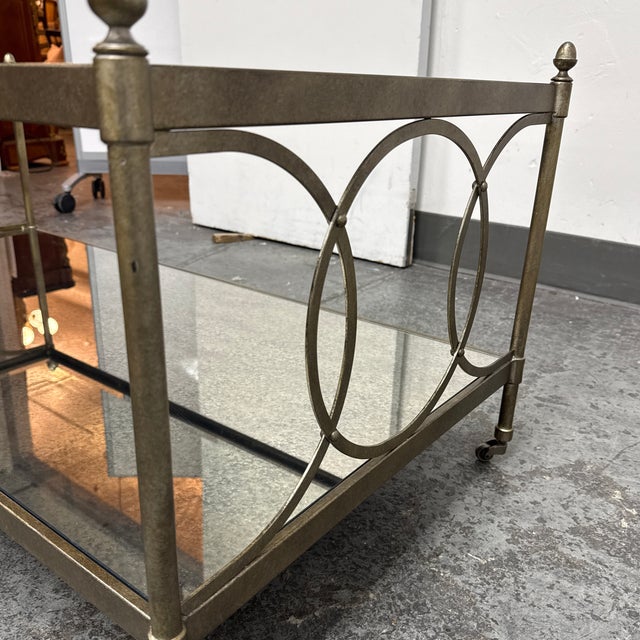Hollywood Regency Metal + Mirrored Glass Cocktail Table, Vintage For Sale - Image 9 of 12