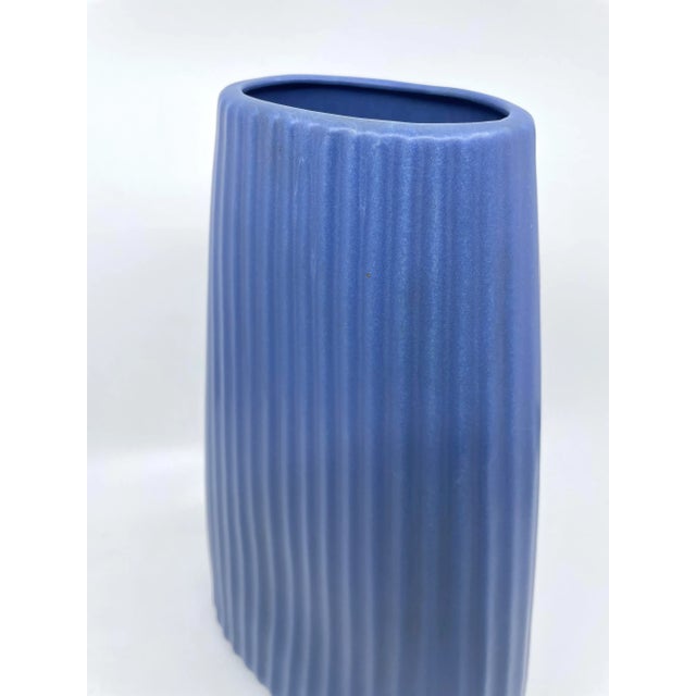 Vintage Blue Art Deco Textured Vase For Sale - Image 11 of 13