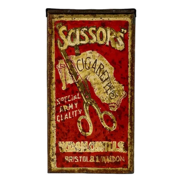 1930s Scissors Cigarettes Pocket Tin by W. D. & H. O. Wills For Sale
