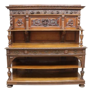 Early 1900s Antique Renaissance Revival Well-Carved Sideboard