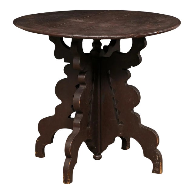 19th Century Antique Guéridon Carved-Wood Table For Sale