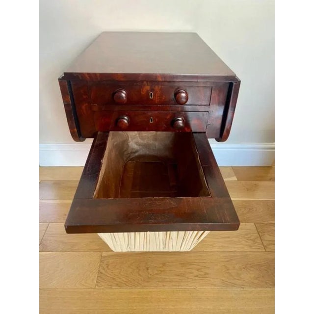 Wood Antique Regency Figured Mahogany Sewing Table, 1800s For Sale - Image 7 of 9