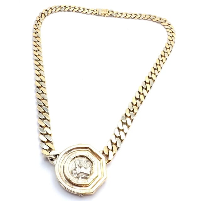 Bulgari Bulgari Antique Coin Monete Diamond Yellow & White Gold Link Chain Necklace For Sale - Image 4 of 17