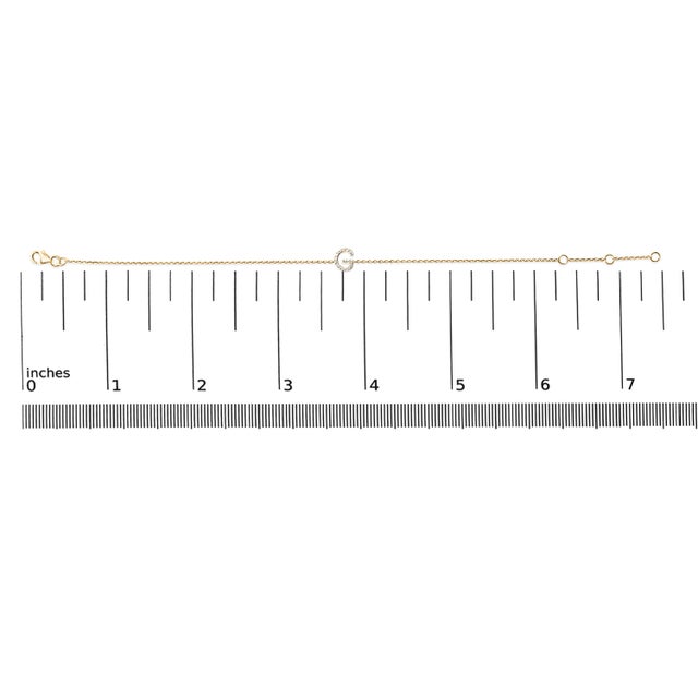10K Yellow Gold Diamond Accent "G" Initial Charm and Link Bracelet For Sale In New York - Image 6 of 6