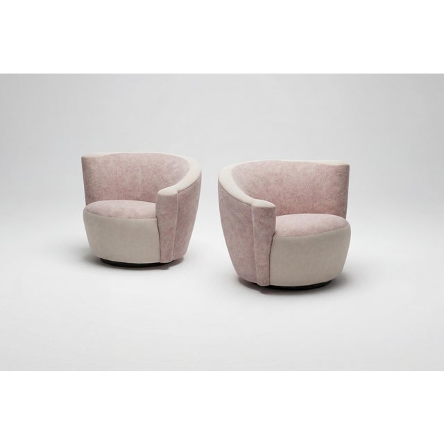 Pink Pair of Vladimir Kagan Nautilus Swivel Chairs For Sale - Image 8 of 10