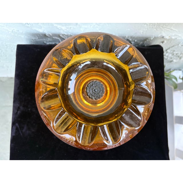 Antique Amber Glass Compote on Ornate Cast Metal Base, C. 1900–1920 For Sale - Image 9 of 10