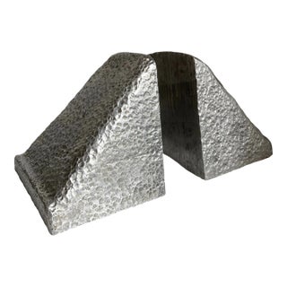 Late 20th Century Triangular Solid Aluminum Wedge Bookends- a Pair For Sale
