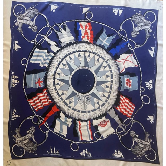 Hermès Hermès Silk Scarf “Sextants” 1981 For Sale - Image 4 of 10