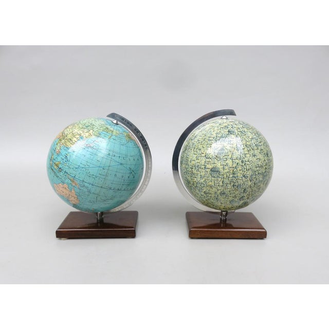 Mid-Century Modern Earth & Moon Globes from Columbus Publishing House, 1960s, Set of 2 For Sale - Image 3 of 18