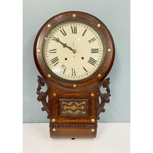Victorian Wall Clock Drop Dial in Mahogany, 1880 For Sale - Image 17 of 17