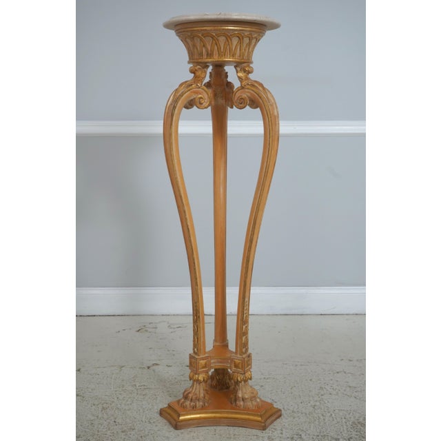 French Pair French Louis XVI Italian Made Marble Top Pedestals For Sale - Image 3 of 14