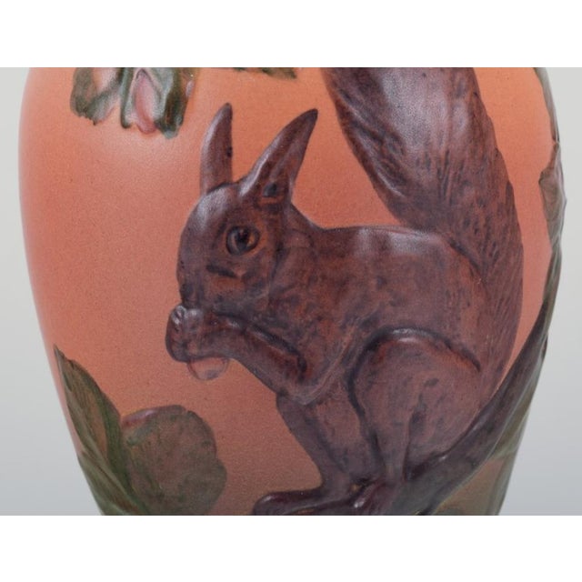 Vase with Squirrel Glazing in Orange and Green Tones from Ipsens Denmark, 1920s For Sale - Image 3 of 7