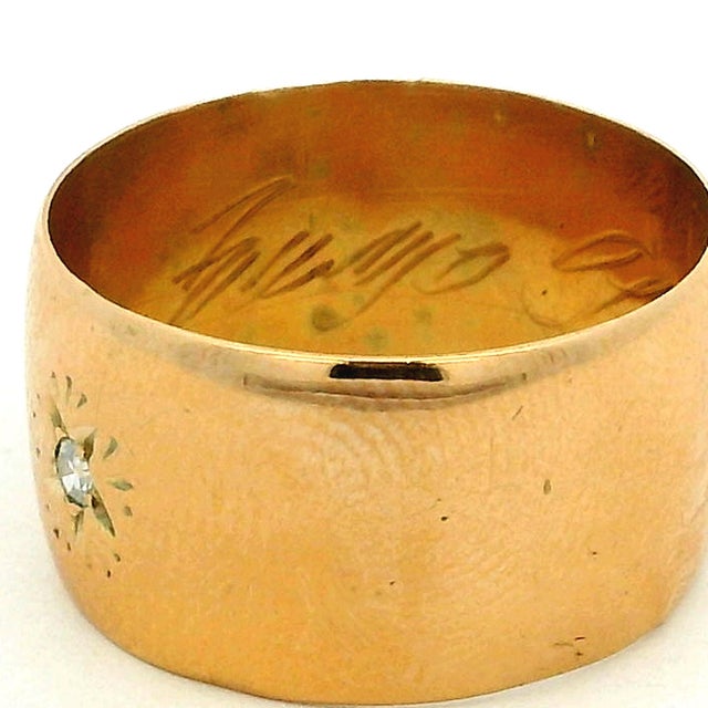 Antique Victorian 18k Gold Double Diamond Star-Set Gypsy Cigar Band Ring, Size 9 For Sale - Image 10 of 11