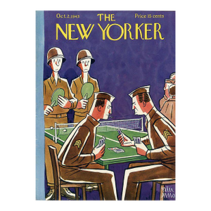 1943 Vintage New Yorker Cover, October 2, Peter Arno Illustration, Army, Card Game