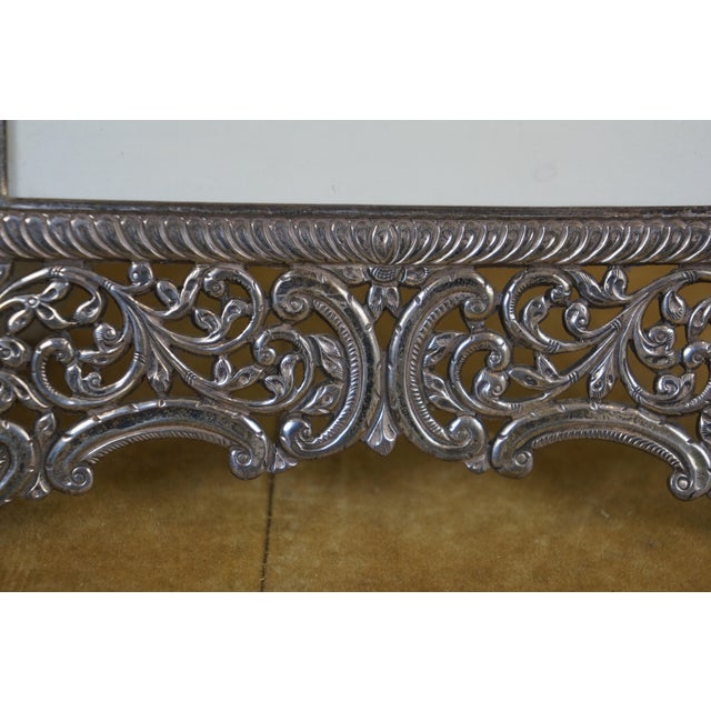 Vintage .925 Sterling Silver Filigree Picture Photo Frame For Sale - Image 11 of 12