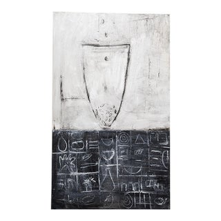 Connie Lloveras Black and White Vessel Over Black and White Markings No. 2 For Sale